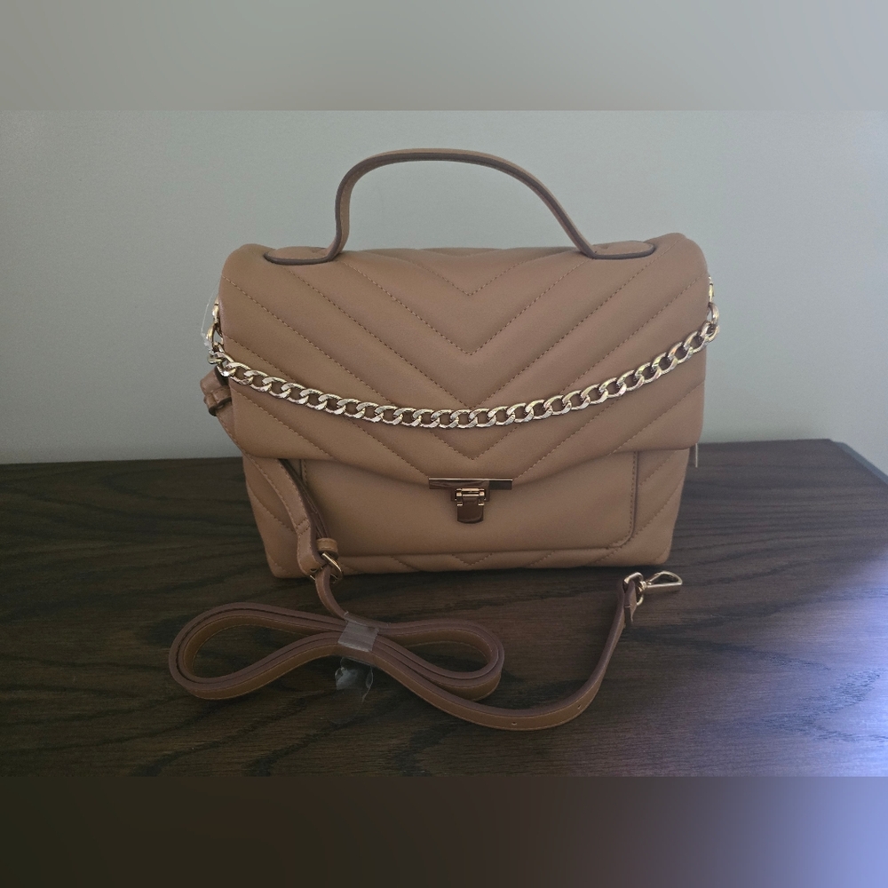A New Day Tan Quilted Crossbody Bag